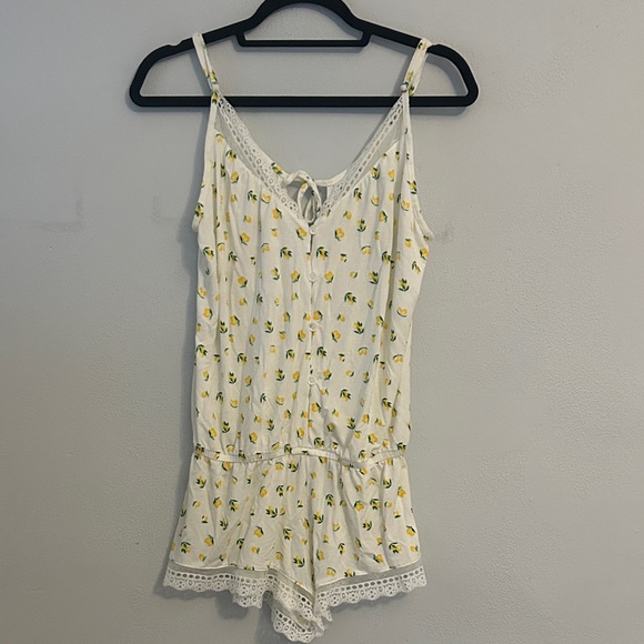 Eberjey Other - Eberjey Floral Print Women's Pajama Romper - White and Yellow